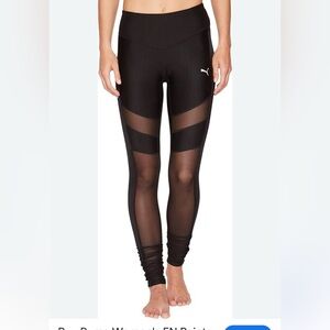 Puma Black Performance Leggings with Sheer details on lower leg area size medium